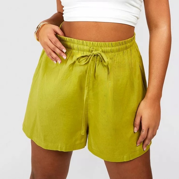 Boohoo Lime Green Drawstring Waist Shorts Size 2 - Picture 1 of 1